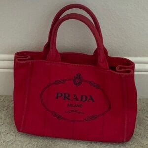 107 PRADA Canapa 2Way Shoulder Hand Bag Canvas Tote